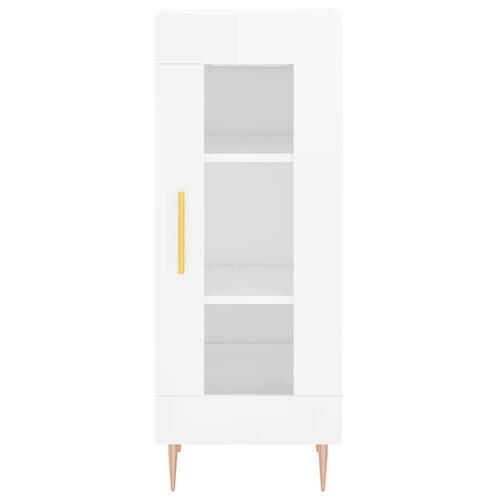 Skænk 34,5x34x90 cm konstrueret træ hvid højglans