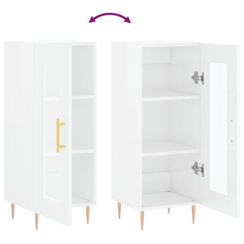 Skænk 34,5x34x90 cm konstrueret træ hvid højglans