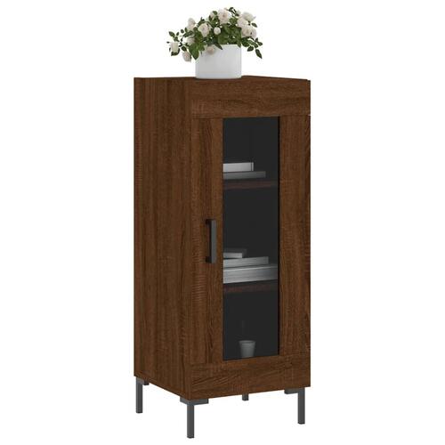 Skænk 34,5x34x90 cm konstrueret træ brun egetræsfarve