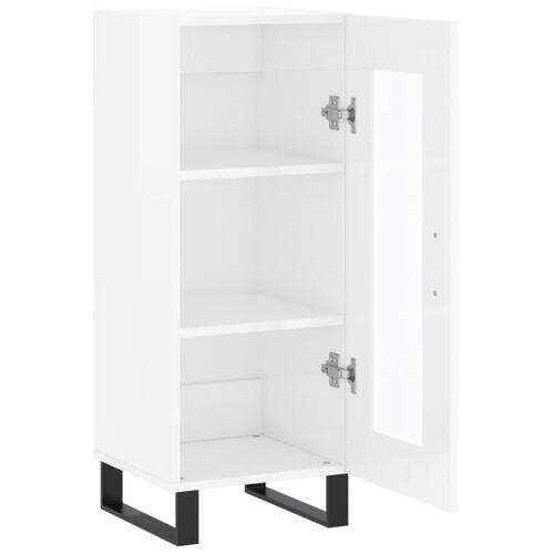 Skænk 34,5x34x90 cm konstrueret træ hvid højglans