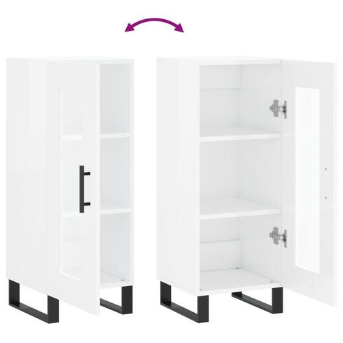 Skænk 34,5x34x90 cm konstrueret træ hvid højglans
