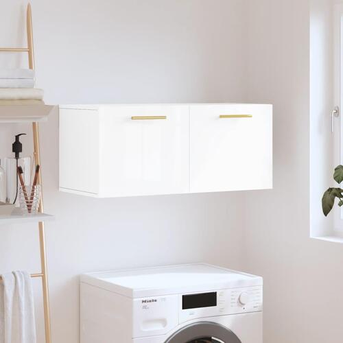 Vægskab 80x36,5x35 cm konstrueret træ hvid højglans