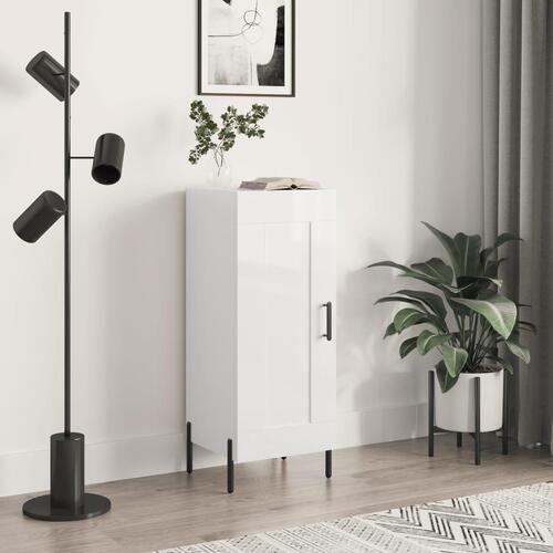 Skænk 34,5x34x90 cm konstrueret træ hvid højglans