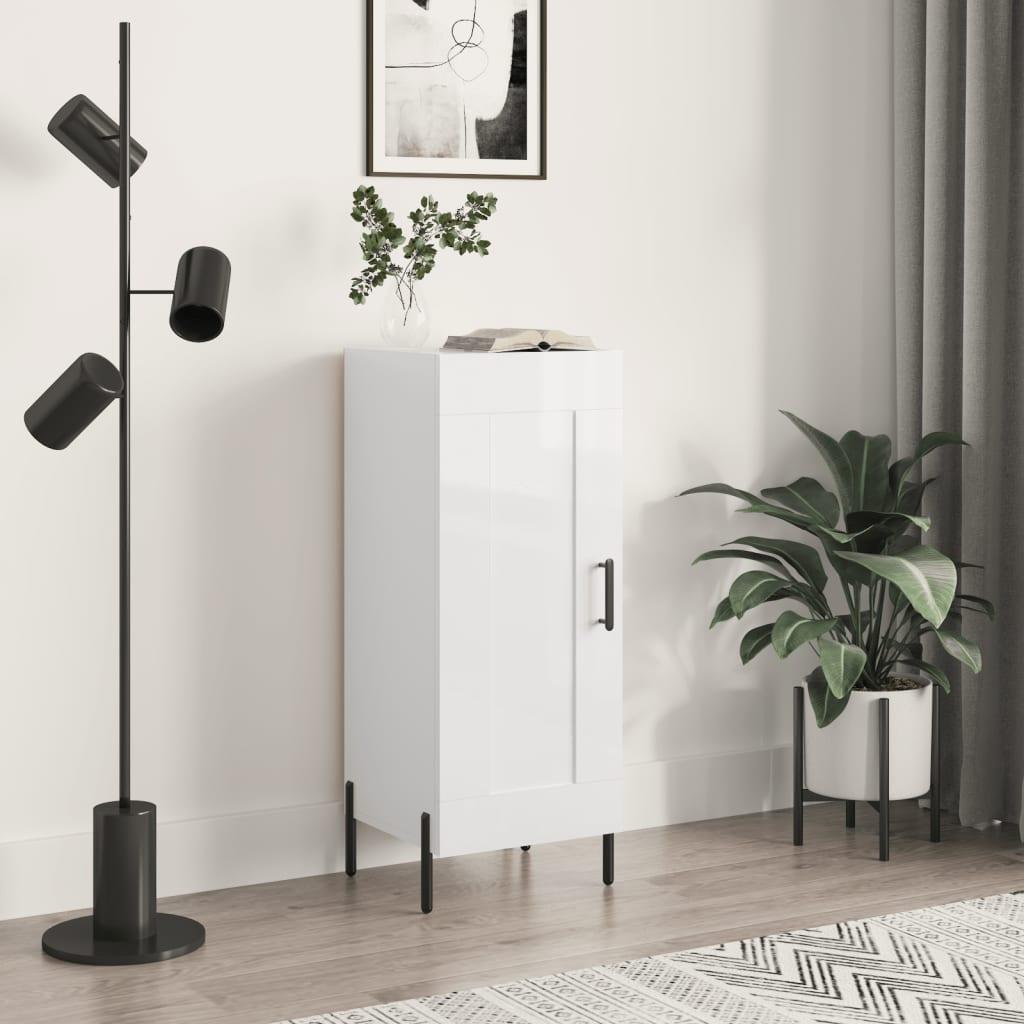 Skænk 34,5x34x90 cm konstrueret træ hvid højglans