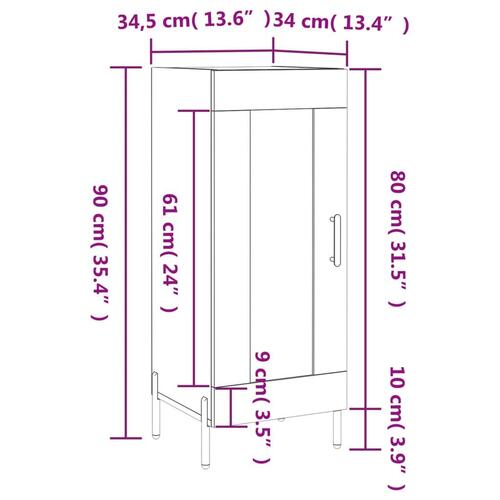 Skænk 34,5x34x90 cm konstrueret træ hvid højglans