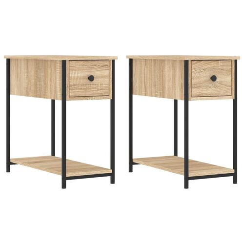 Sengeborde 2 stk. 30x60x60 cm konstrueret træ sonoma-eg