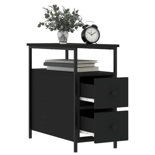 Sengebord 2 stk. 30x60x60 cm konstrueret træ sort