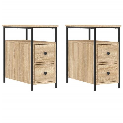 Sengeborde 2 stk. 30x60x60 cm konstrueret træ sonoma-eg