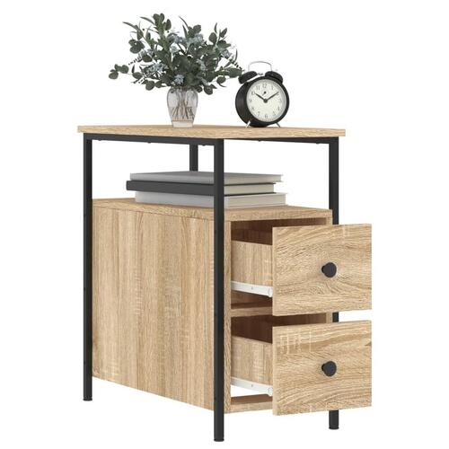 Sengeborde 2 stk. 30x60x60 cm konstrueret træ sonoma-eg