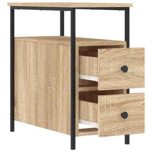 Sengeborde 2 stk. 30x60x60 cm konstrueret træ sonoma-eg