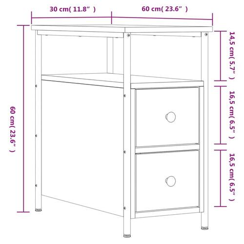 Sengeborde 2 stk. 30x60x60 cm konstrueret træ sonoma-eg