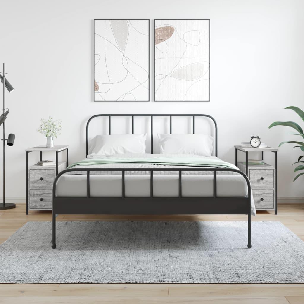 Sengeborde 2 stk. 30x60x60 cm konstrueret træ grå sonoma-eg