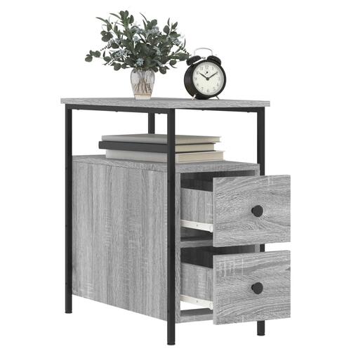 Sengeborde 2 stk. 30x60x60 cm konstrueret træ grå sonoma-eg
