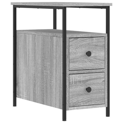 Sengeborde 2 stk. 30x60x60 cm konstrueret træ grå sonoma-eg