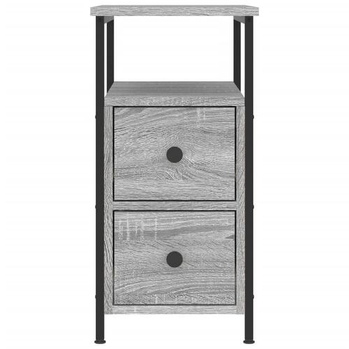 Sengeborde 2 stk. 30x60x60 cm konstrueret træ grå sonoma-eg