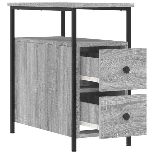Sengeborde 2 stk. 30x60x60 cm konstrueret træ grå sonoma-eg