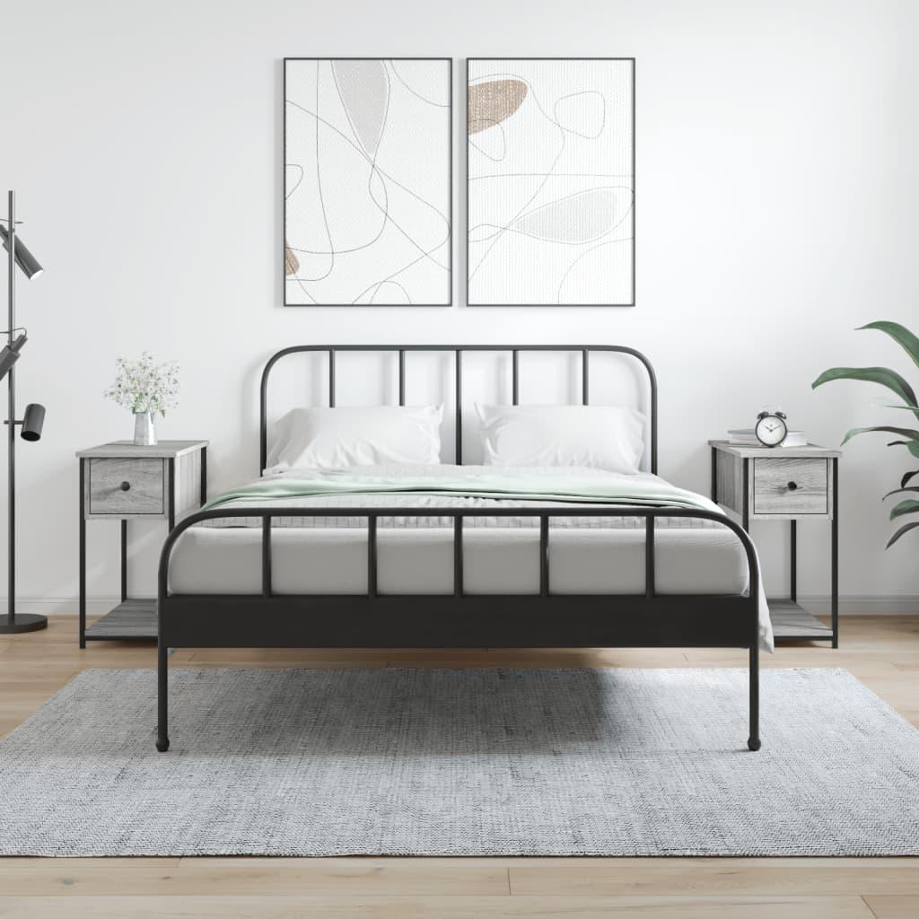 Sengeborde 2 stk. 30x60x60 cm konstrueret træ grå sonoma-eg