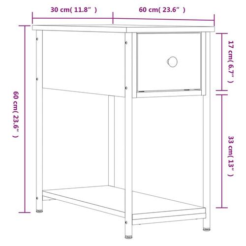 Sengeborde 2 stk. 30x60x60 cm konstrueret træ grå sonoma-eg