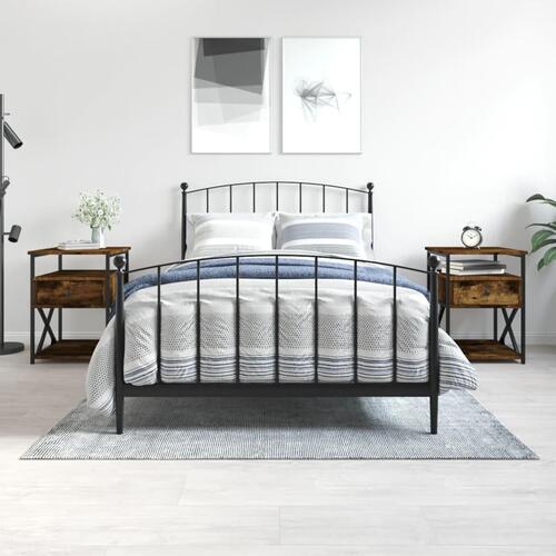 Sengeborde 2 stk. 40x42x55 cm konstrueret træ røget egetræ