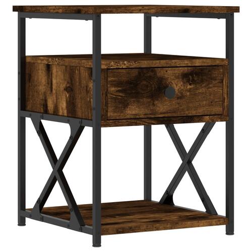 Sengeborde 2 stk. 40x42x55 cm konstrueret træ røget egetræ