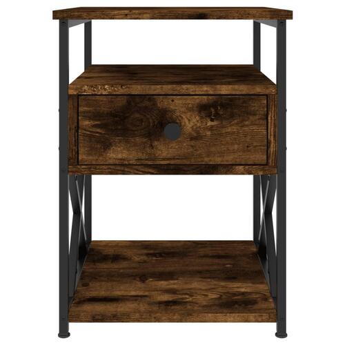 Sengeborde 2 stk. 40x42x55 cm konstrueret træ røget egetræ