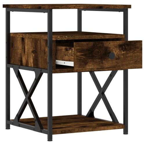 Sengeborde 2 stk. 40x42x55 cm konstrueret træ røget egetræ