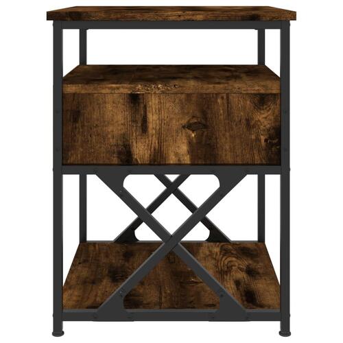 Sengeborde 2 stk. 40x42x55 cm konstrueret træ røget egetræ