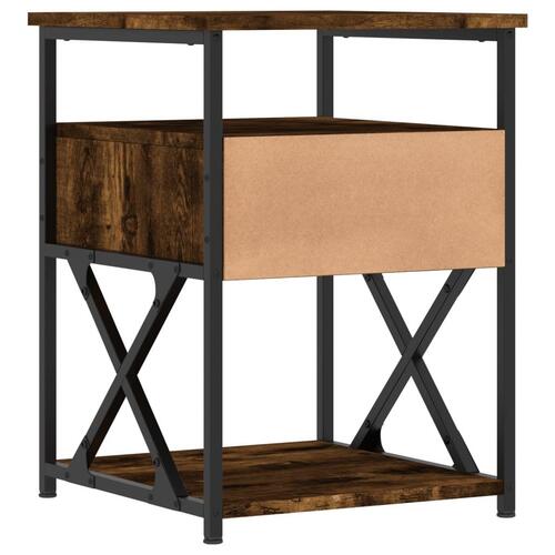 Sengeborde 2 stk. 40x42x55 cm konstrueret træ røget egetræ