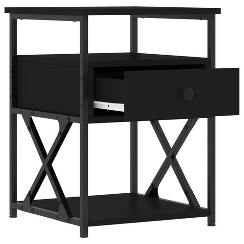 Sengeborde 2 stk. 40x42x55 cm konstrueret træ sort