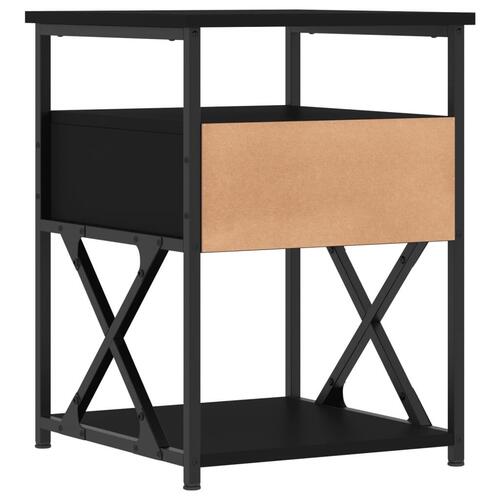 Sengeborde 2 stk. 40x42x55 cm konstrueret træ sort