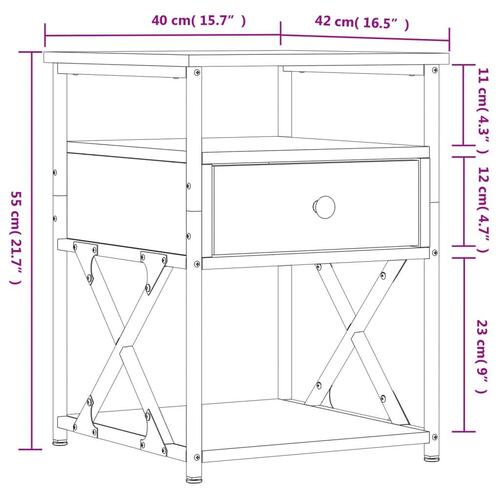 Sengeborde 2 stk. 40x42x55 cm konstrueret træ sort