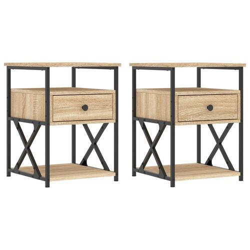 Sengeborde 2 stk. 40x42x55 cm konstrueret træ sonoma-eg