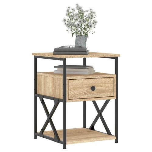 Sengeborde 2 stk. 40x42x55 cm konstrueret træ sonoma-eg