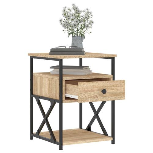 Sengeborde 2 stk. 40x42x55 cm konstrueret træ sonoma-eg