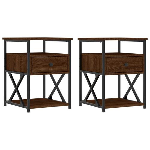 Sengeborde 2 stk. 40x42x55 cm konstrueret træ brunt egetræ