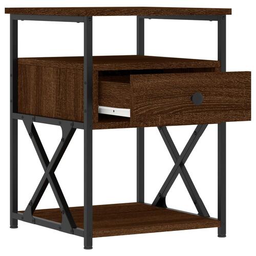 Sengeborde 2 stk. 40x42x55 cm konstrueret træ brunt egetræ