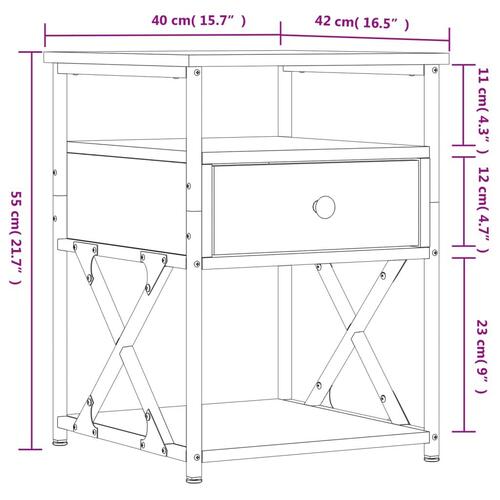 Sengeborde 2 stk. 40x42x55 cm konstrueret træ brunt egetræ