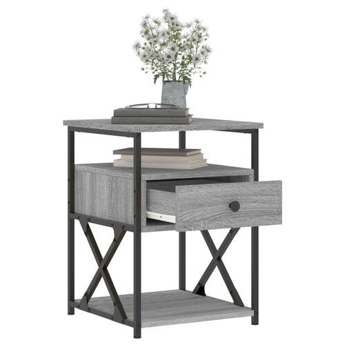 Sengeborde 2 stk. 40x42x55 cm konstrueret træ grå sonoma-eg