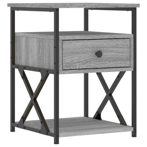 Sengeborde 2 stk. 40x42x55 cm konstrueret træ grå sonoma-eg