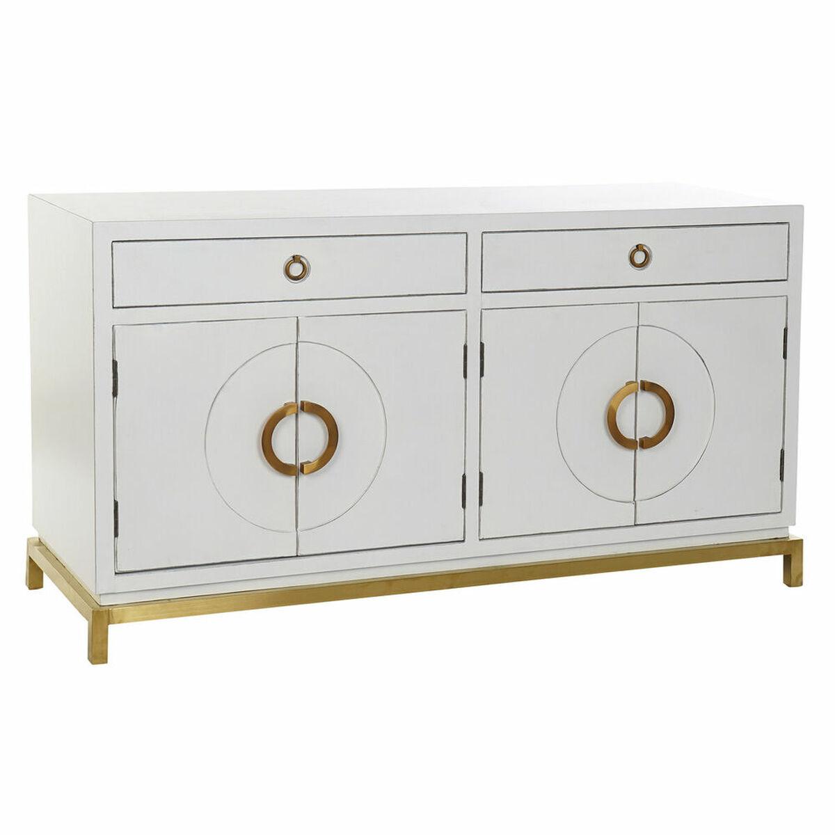 Kamakura skænk - hvid/guld, metal og poppel, 150 × 50 × 80 cm billede