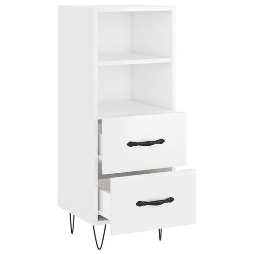 Skænk 34,5x34x90 cm konstrueret træ hvid højglans