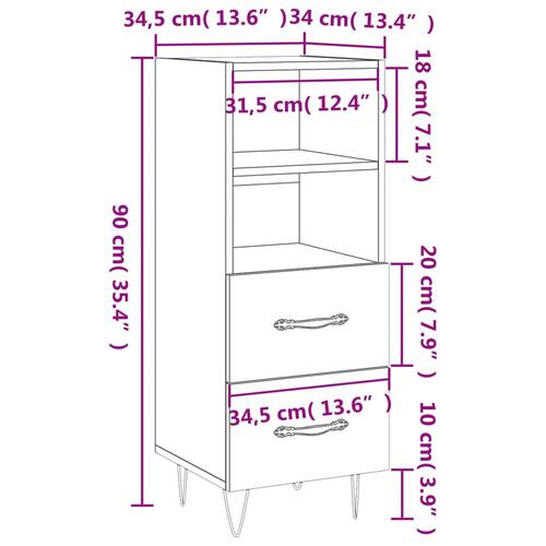 Skænk 34,5x34x90 cm konstrueret træ betongrå