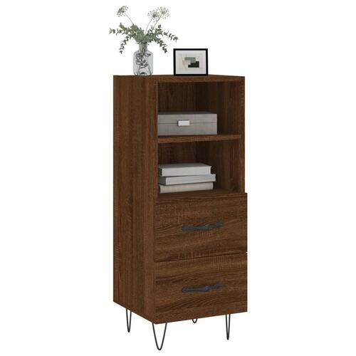 Skænk 34,5x34x90 cm konstrueret træ brun egetræsfarve