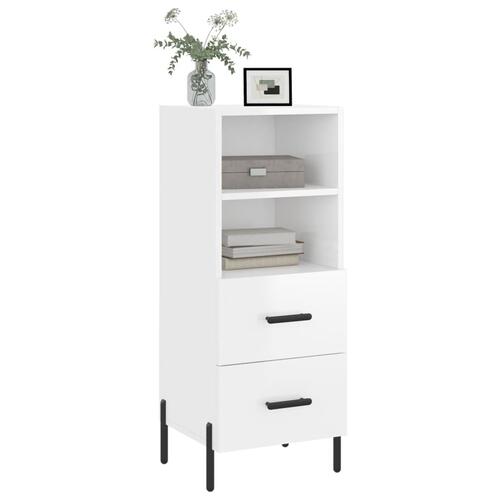 Skænk 34,5x34x90 cm konstrueret træ hvid højglans