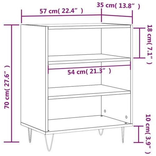 Skænk 57x35x70 cm konstrueret træ brun egetræsfarve