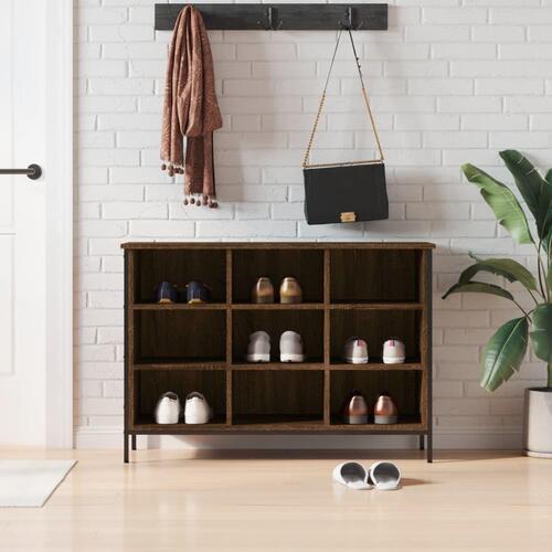 Skoskab 100x35x70 cm konstrueret træ brun egetræ