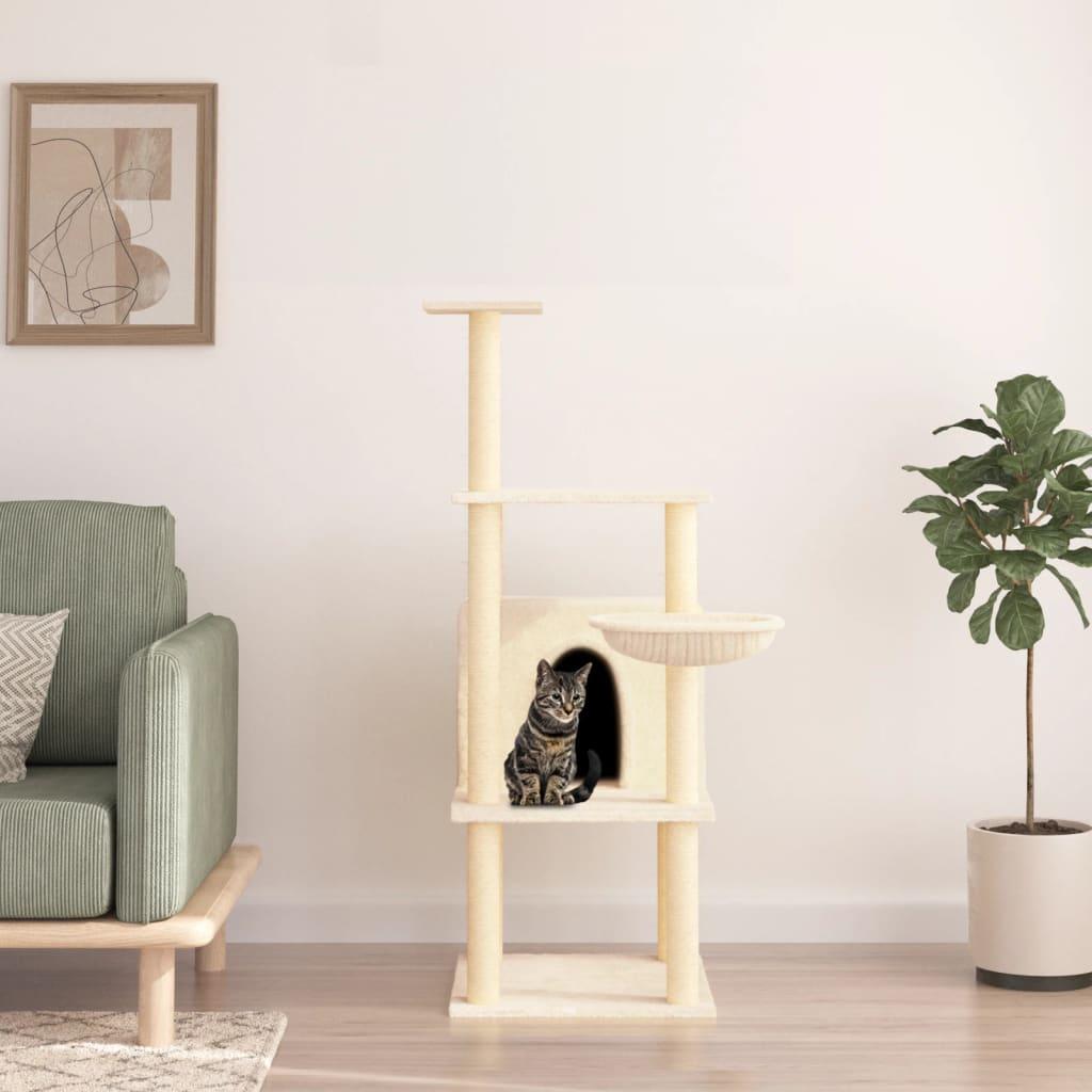 Kradsetræ med sisalkradsestolper 132 cm cremefarvet