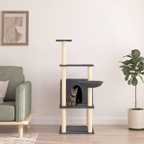 Kradsetræ med sisalstolper 132 cm mørkegrå