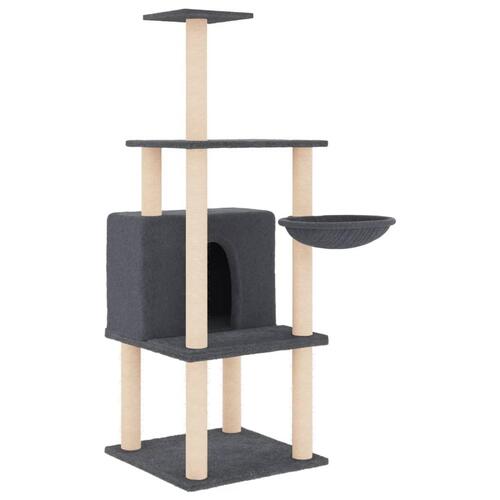 Kradsetræ med sisalstolper 132 cm mørkegrå
