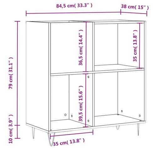 Vinylskab 84,5x38x89 cm konstrueret træ hvid